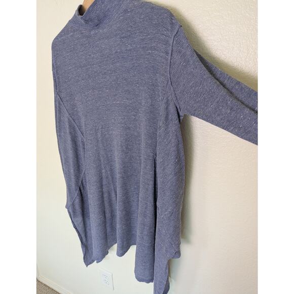 We The Free People Waffle Knit Blue Cowl Neck Asymmetrical Tunic Top Women S - Picture 4 of 10